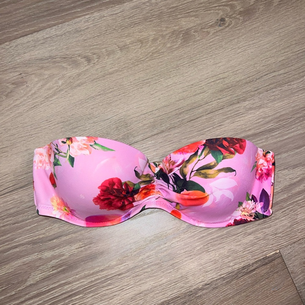 victoria secret bikini floral strapless top 32C